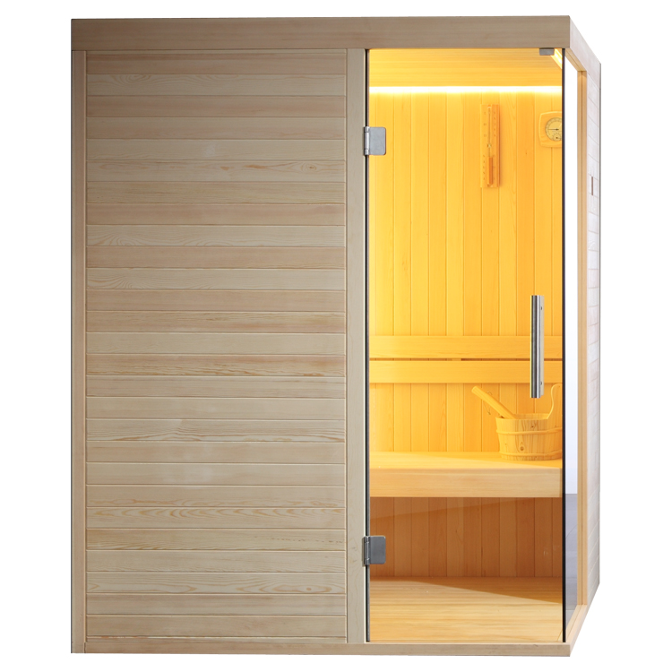 Finnische Sauna E1804B aus Pinienholz inkl. Saunaofen / 150 x 120 cm